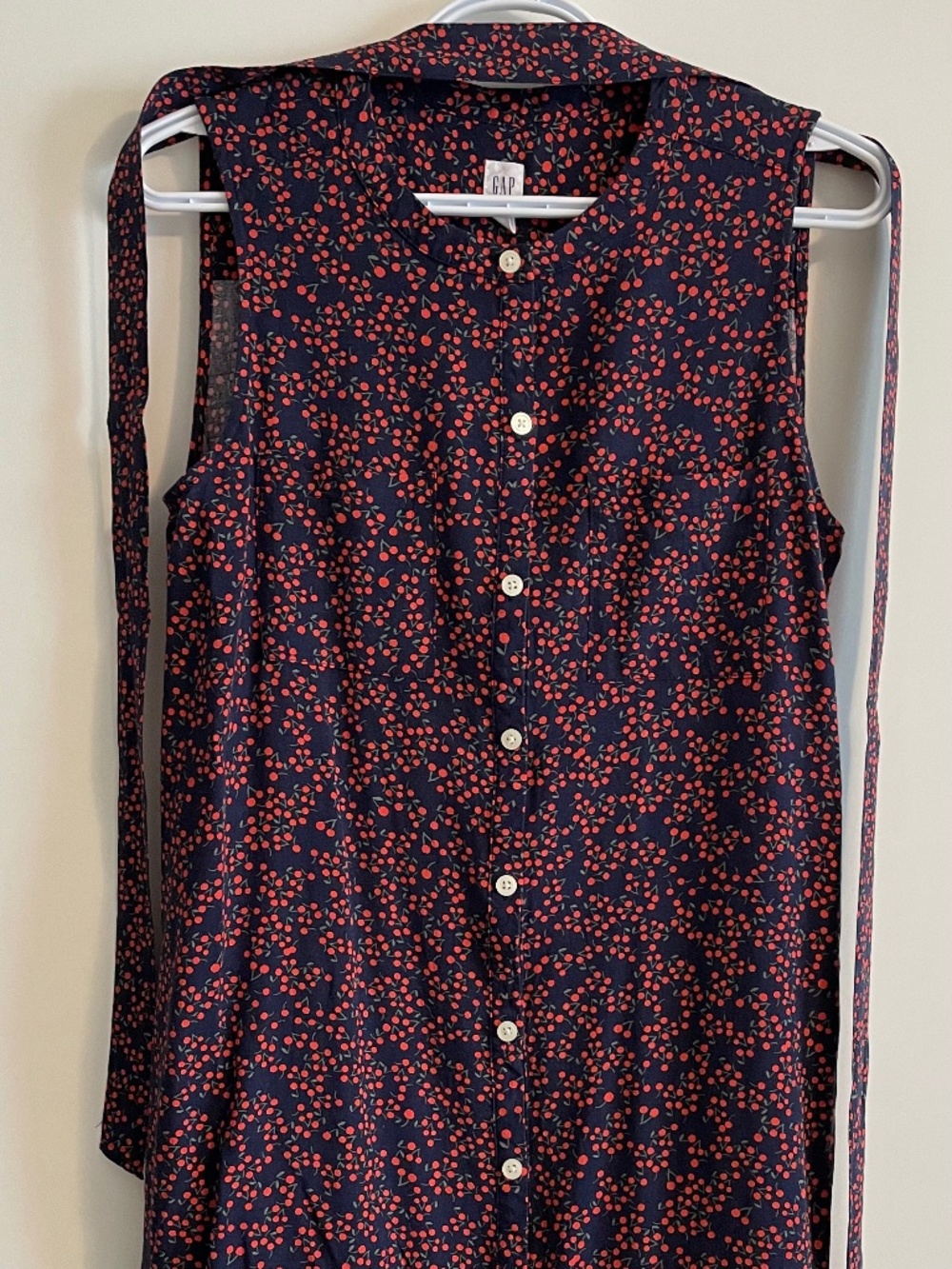 GAP Sleeveless Midi Patterned Shirtdress